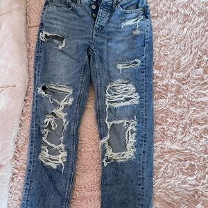 American Eagle Outfitters Ripped Blue Boyfriend Jeans